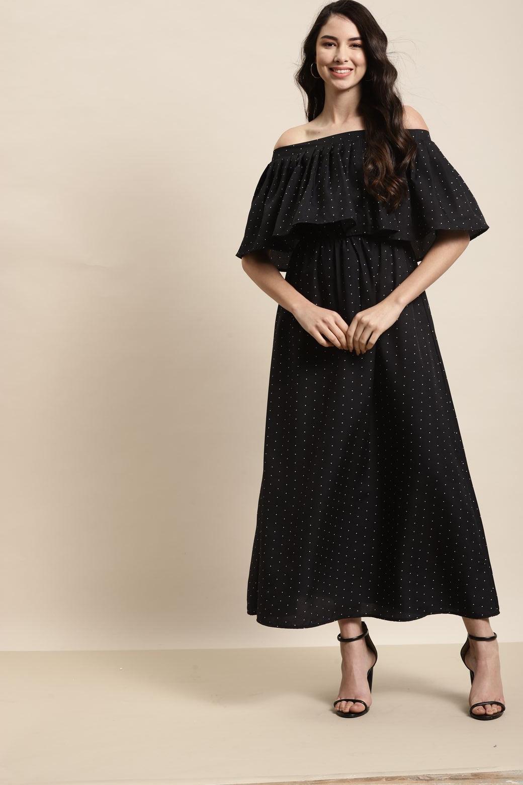 Qurvii Black polka dress - Qurvii India