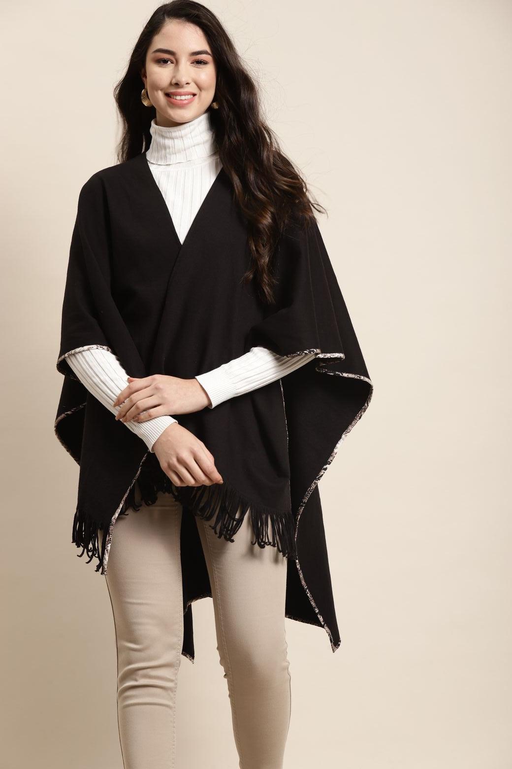 Qurvii Black Poncho - Qurvii India