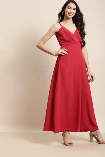 fuchsia moss crepe dress — side view