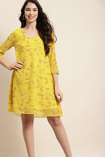 Qurvii A line floral midi dress - Qurvii India