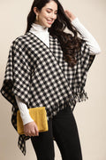 Qurvii Black Plaid Poncho - Qurvii India