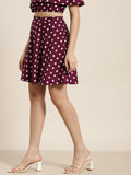 Qurvii Burgundy polka short skirt - Qurvii India