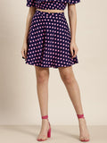 Qurvii Navy Polka Short Skirt - Qurvii India