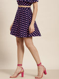 Qurvii Navy Polka Short Skirt - Qurvii India