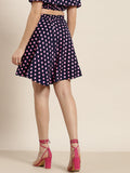 Qurvii Navy Polka Short Skirt - Qurvii India