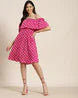 pink off shoulder fuffle dress