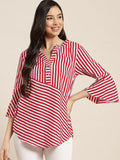 Qurvii Magenta Stripe Top - Qurvii India