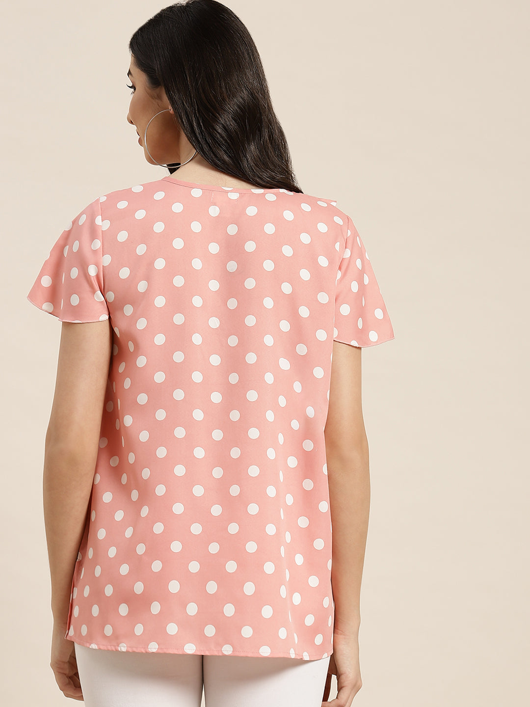 peach polka top