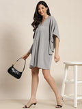 Qurvii Gray Kimono Short Dress - Qurvii India