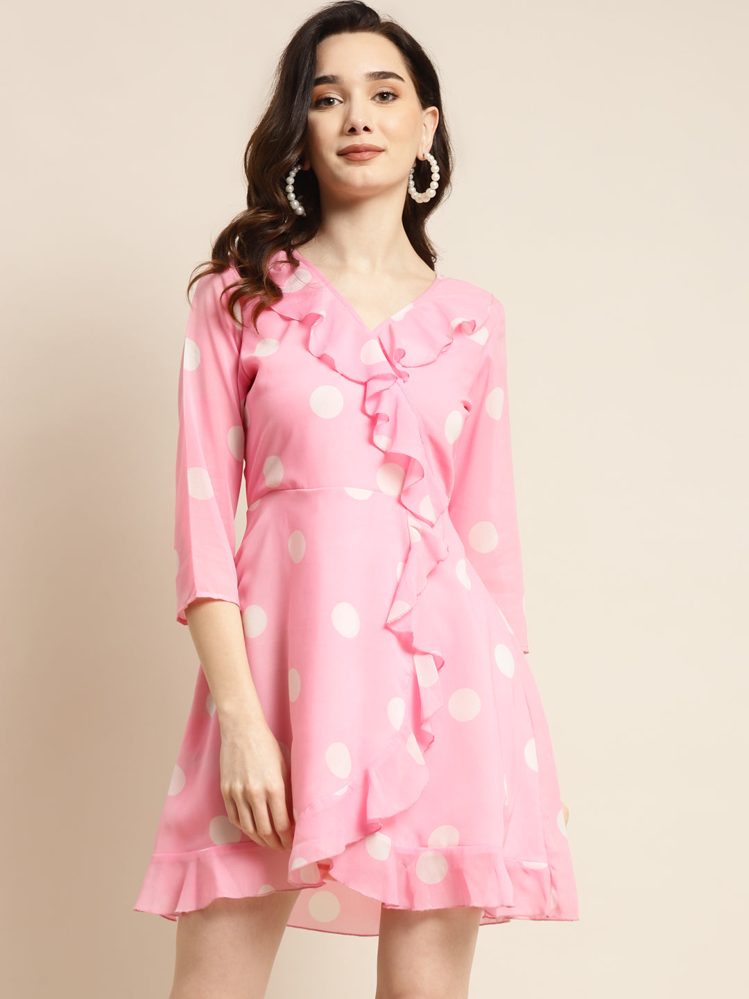 pink polka short dress