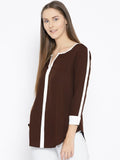 Qurvii Women Coffee Brown Solid Top - Qurvii India