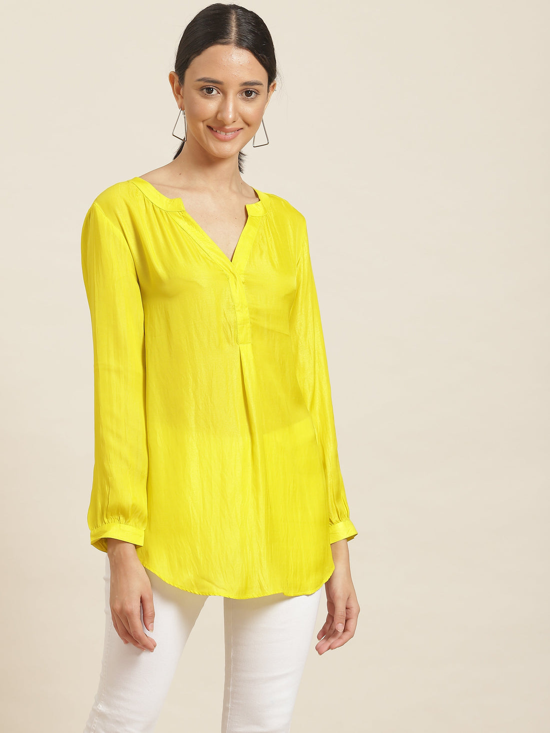 lemon yellow placket top