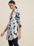 Qurvii Blue Camouflage Print Shirt - Qurvii India