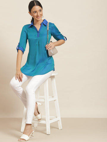 Qurvii ColorB\lock Silk Shirt - Qurvii India