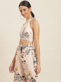 Qurvii Peach Floral Crop Top - Qurvii India