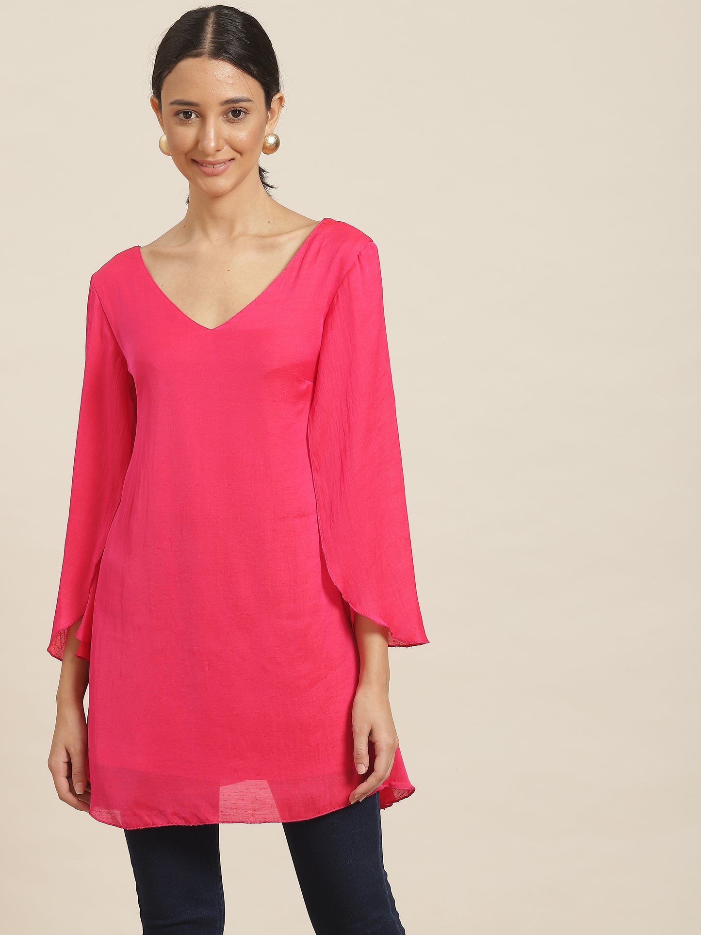 Pink A line silky dress