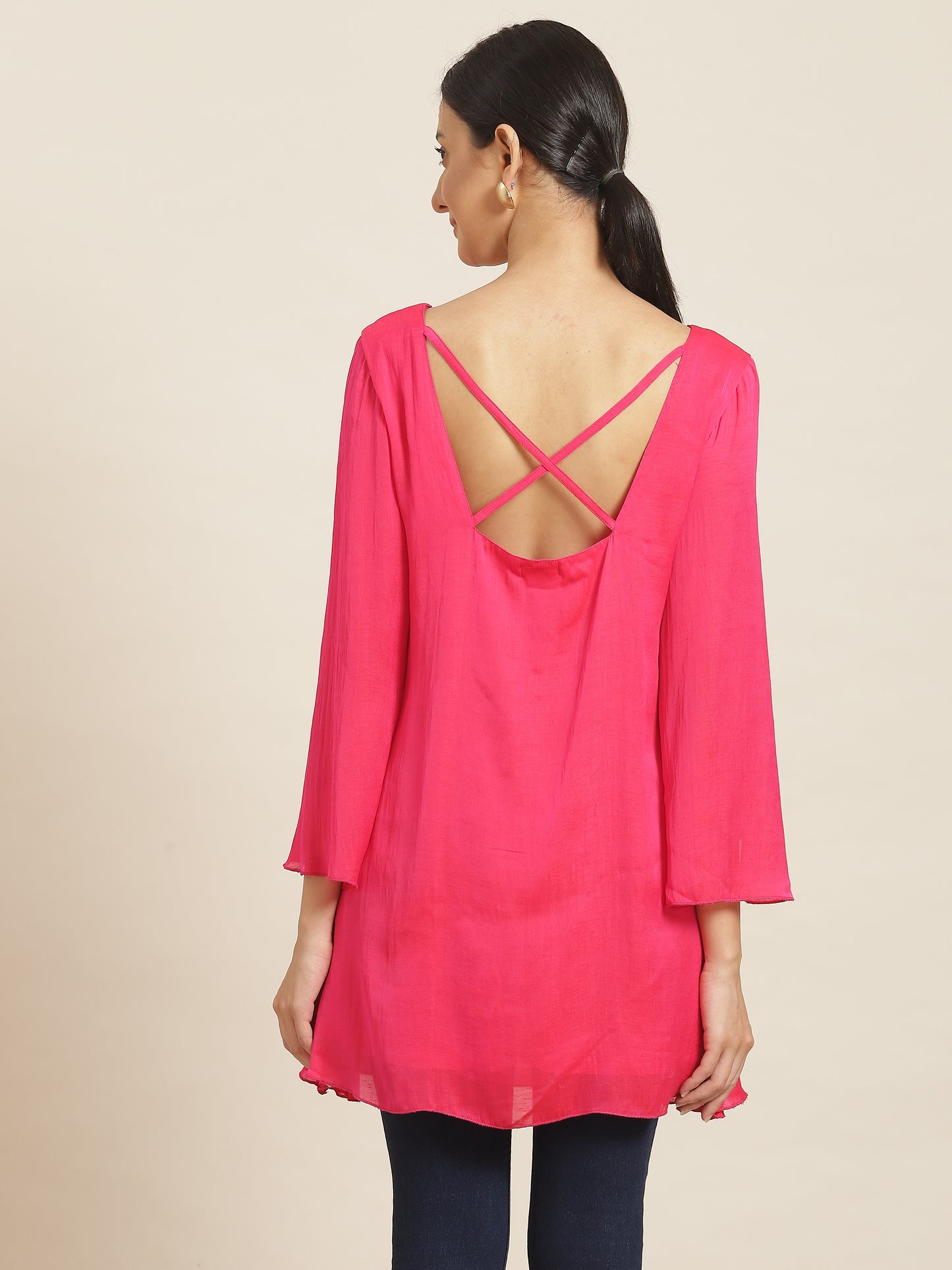 Pink A line silky dress
