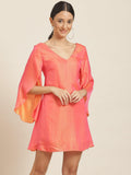 Qurvii Orange Silky A Line Dress - Qurvii India