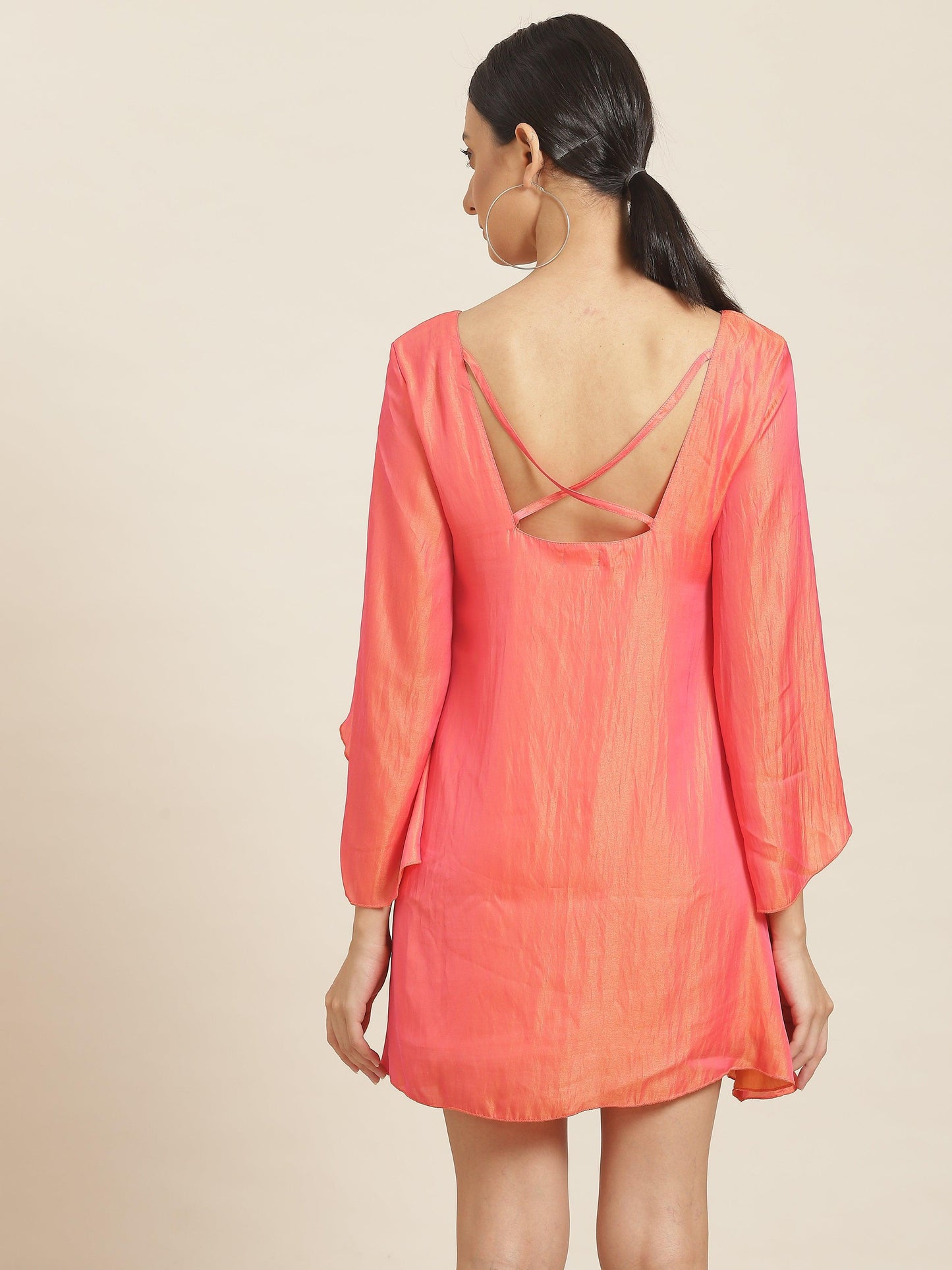 Qurvii Orange Silky A Line Dress - Qurvii India