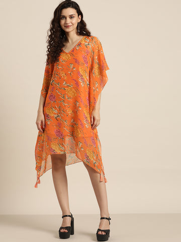 Orange floral kaftan