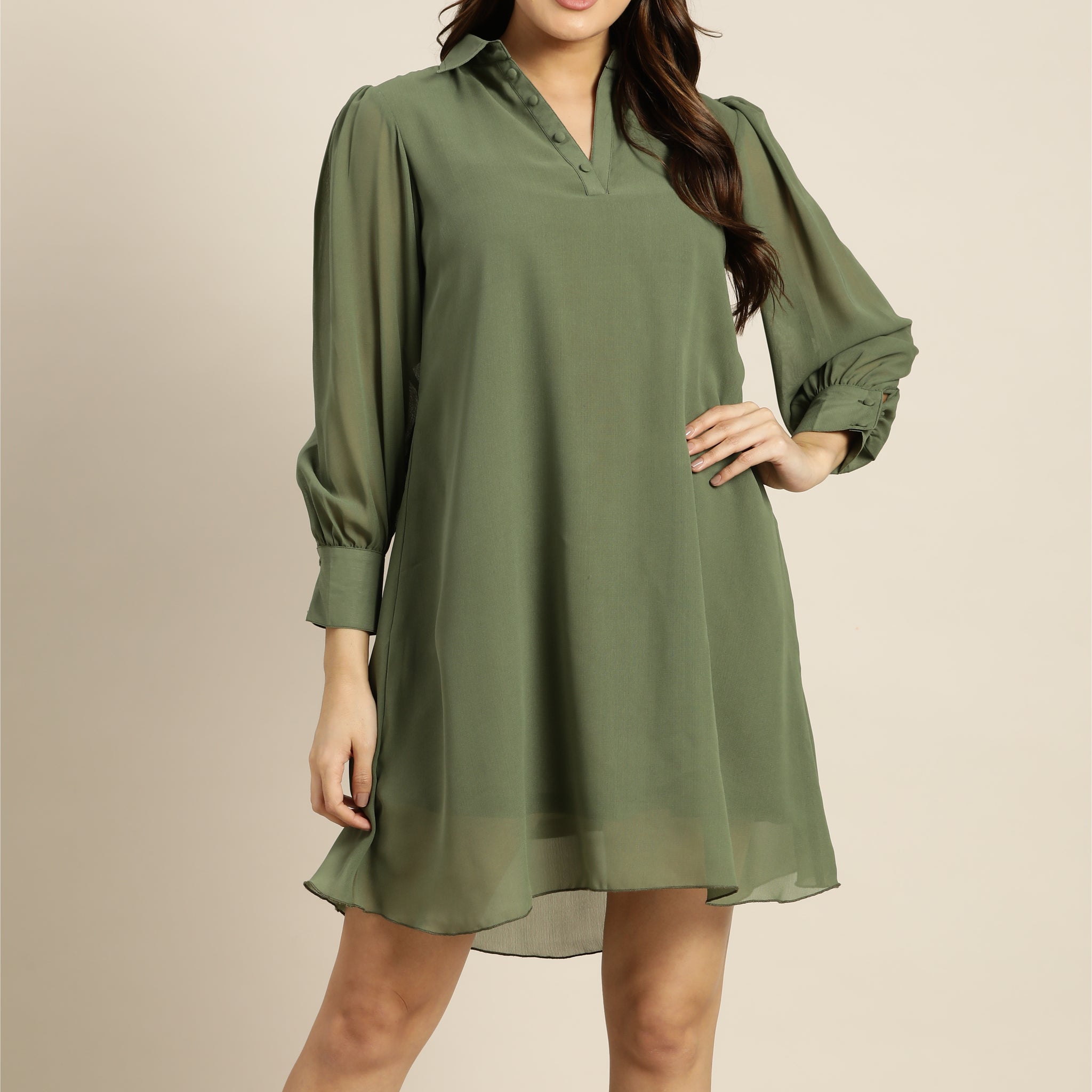 Olive colour Shirt dress