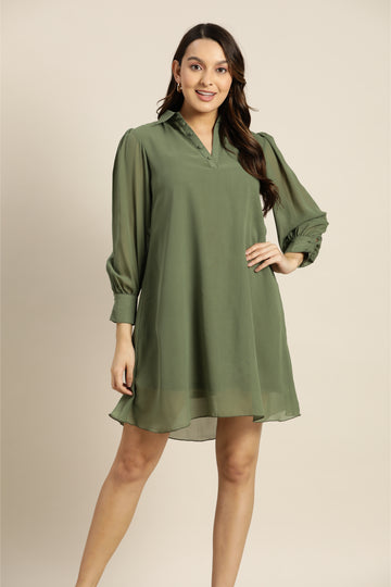 Olive colour Shirt dress