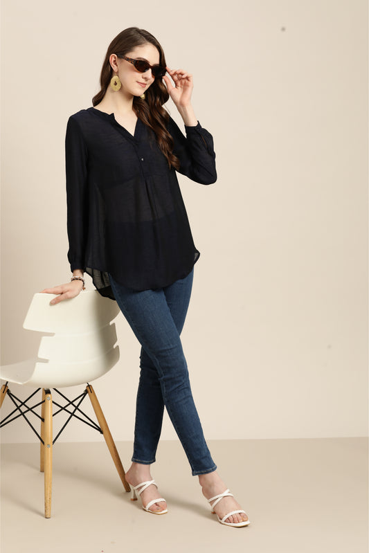 Navy half placket shirt