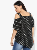 Qurvii Women Black Polka Dot Print Top - Qurvii India