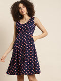 Navy Pink Polka Dress