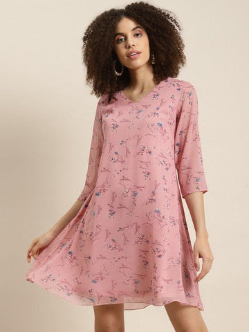 A Line Floral Midi Dress