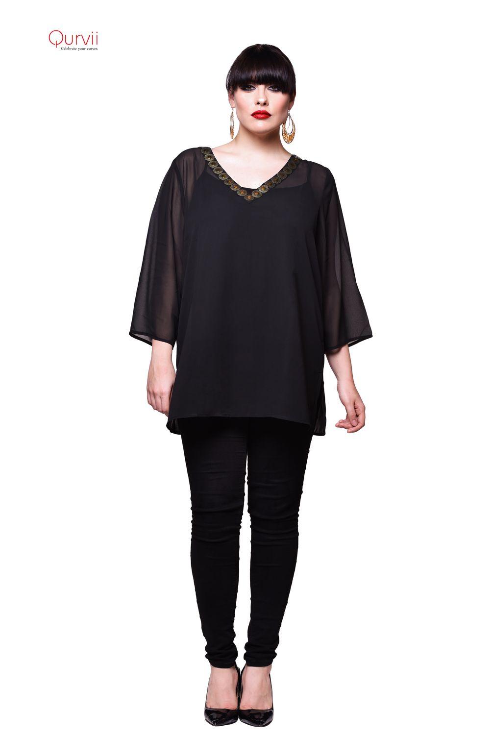 Qurvii Black sheer tunic - Qurvii India