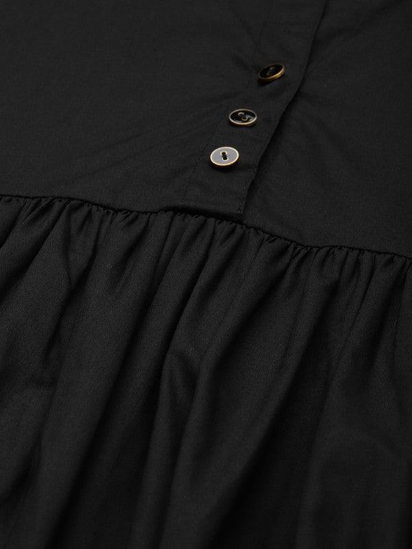 Qurvii Black A-Line Dress - Qurvii India