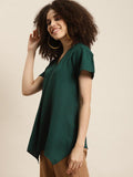 Qurvii Green Crepe Regular Top - Qurvii India