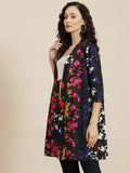 Qurvii Women Multicoloured Printed Longline Shrug - Qurvii India