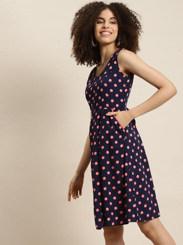 Navy Pink Polka Dress