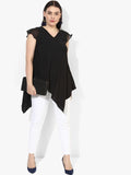 Qurvii Black Solid Tunic - Qurvii India