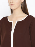 Qurvii Women Coffee Brown Solid Top - Qurvii India