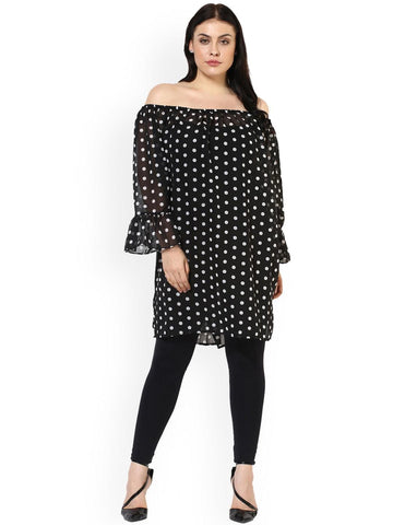 Qurvii Black White Printed Tunic - Qurvii India