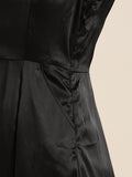 Qurvii Women Black Satin Finish Solid A-Line Dress - Qurvii India