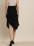 Qurvii Black solid skirt - Qurvii India