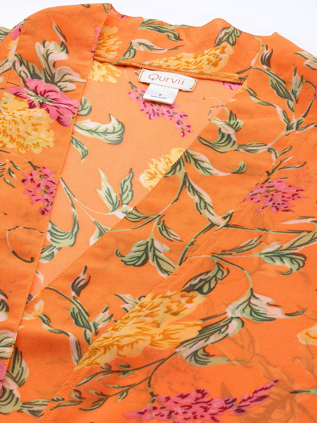 Orange floral shrug
