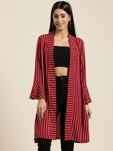 Maroon and White stripe shrug