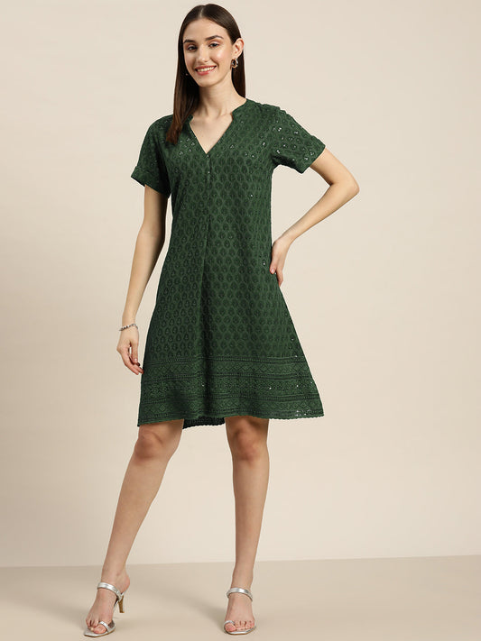 green sequins party dress