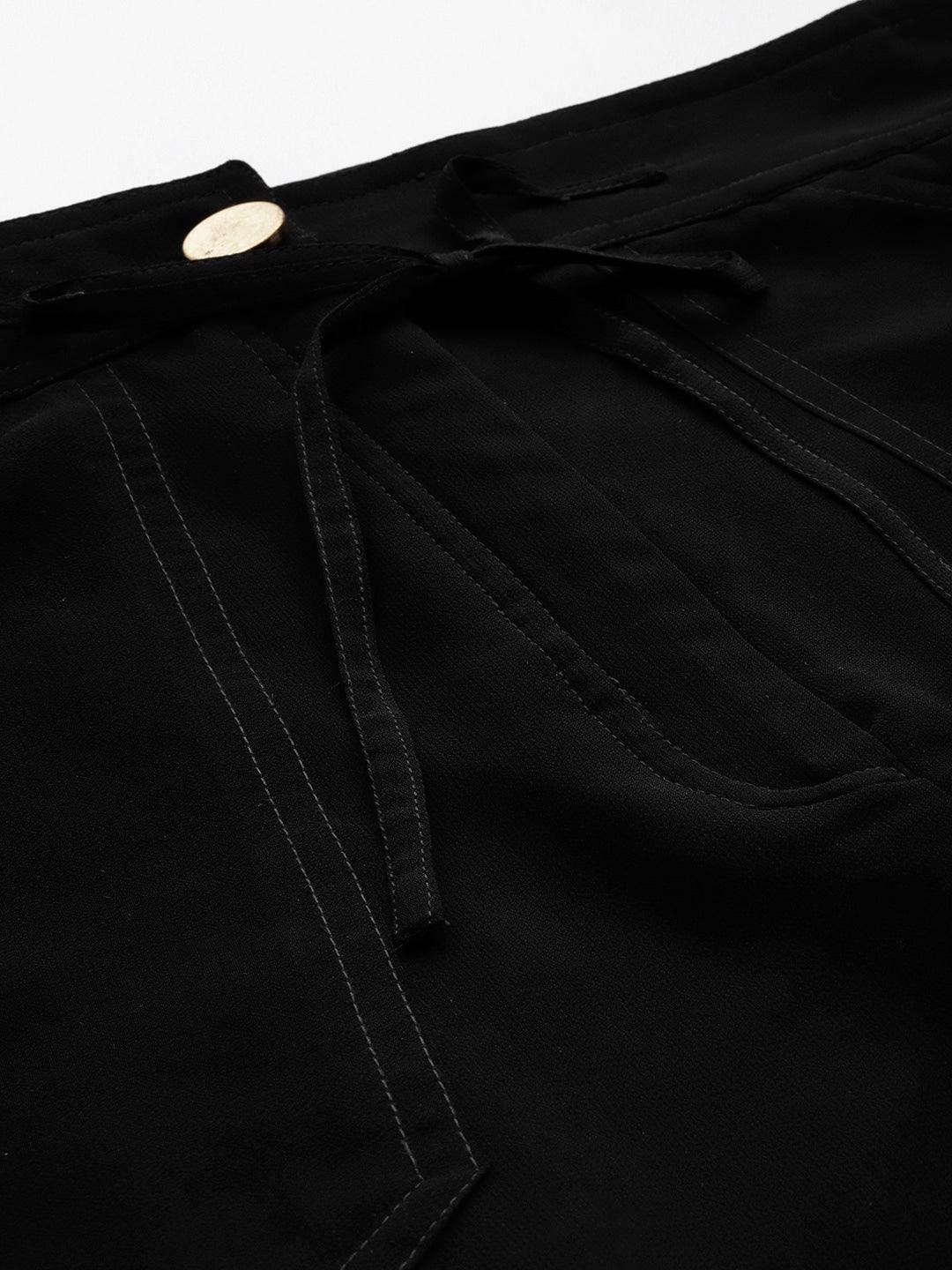 Qurvii Black Maxi A-Line Skirt - Qurvii India