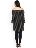 Qurvii Black White Printed Tunic - Qurvii India