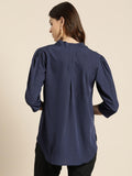 Qurvii Women Navy Blue Solid Top - Qurvii India