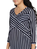 Qurvii Navy White Stripe Top Front Cross - Qurvii India