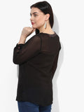 Qurvii Black Embellished Shirt - Qurvii India