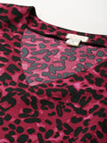 Qurvii Burgundy & Black Leopard Print Top - Qurvii India