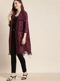 Qurvii Women Burgundy & Black Leopard Print Longline Shrug - Qurvii India